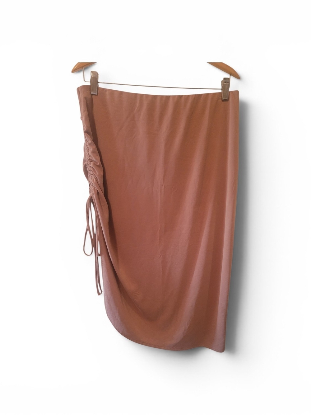 Ruched Side Midi Skirt in Rusty Rose